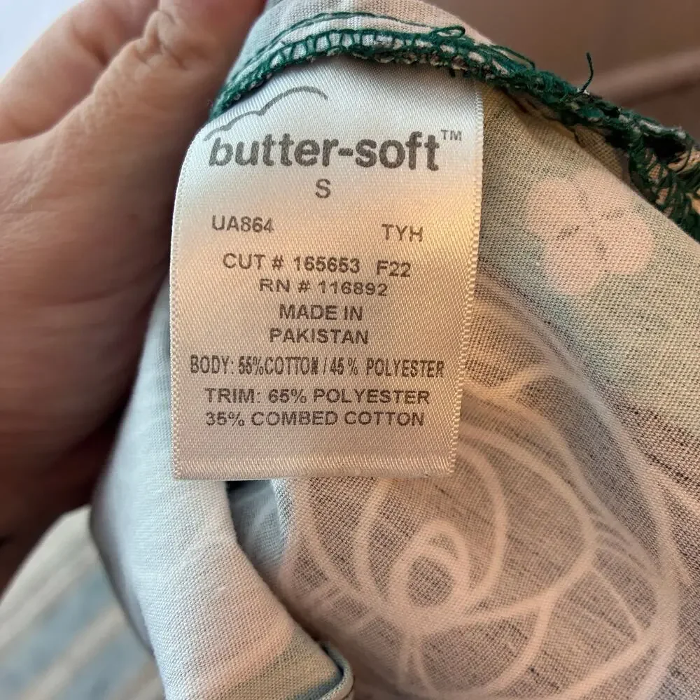 Butter Soft V Neck Tee Women's S Nurse Scrub Floral Medical Office Comfort